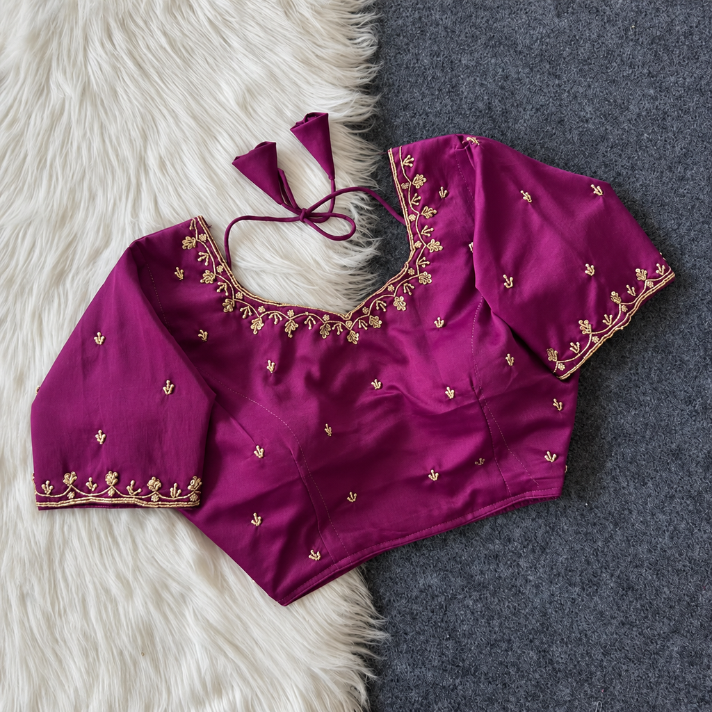 Handworked Silk blouse design 2( coming soon in 15 days)