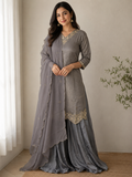 Grey Jacquard Plazzo Set