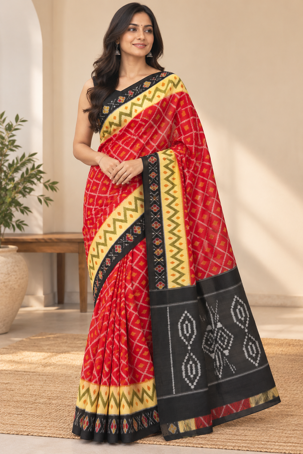 Handloom cotton pochampalli ikkat hand weaved saree