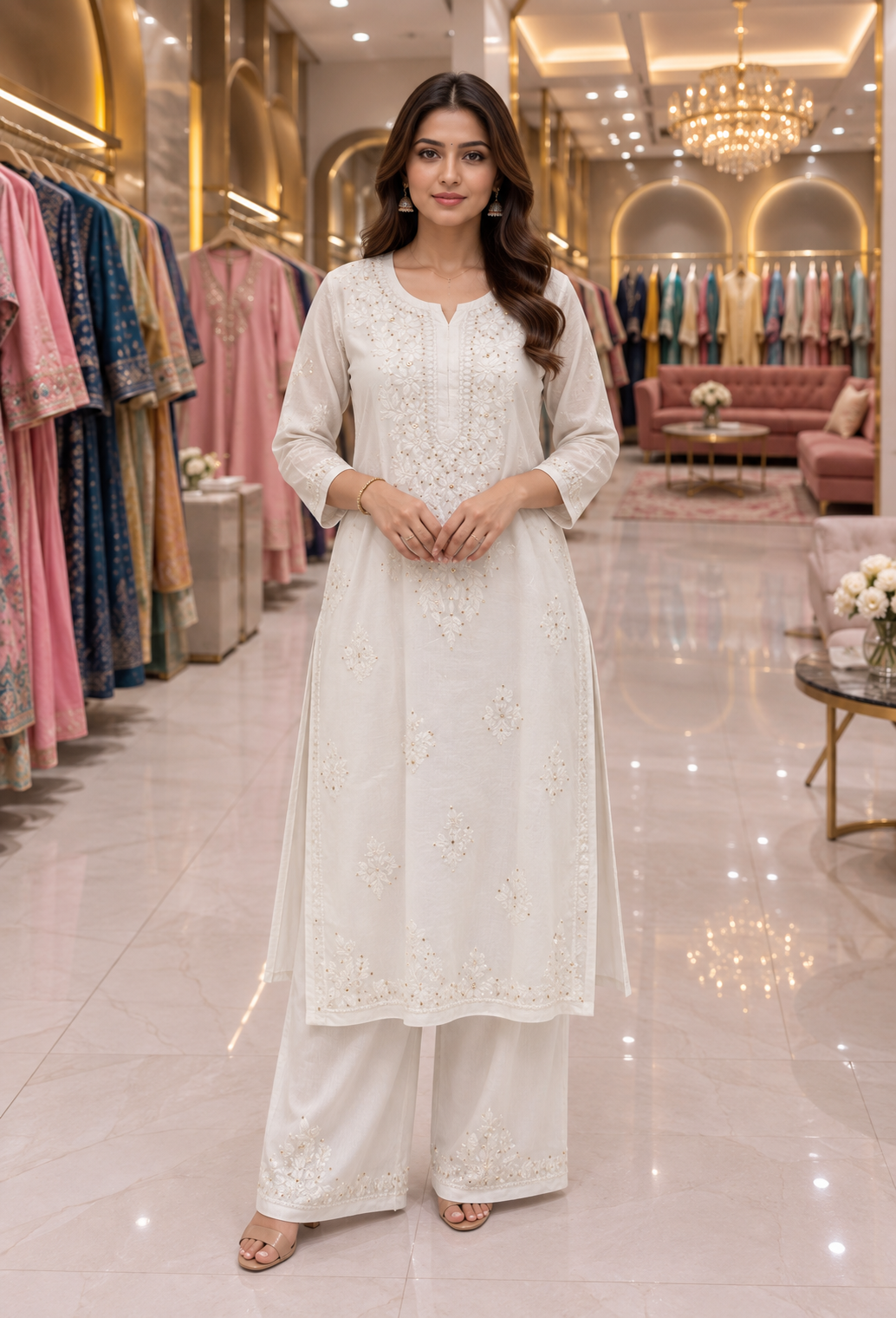 Lucknowi chikankari heavy Mukaishwork Rayon set in 2 stunning designs