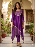 Puple Silk Bandhni coordset