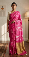 Pure Modal Silk Rai Bandhej Light Pink