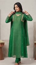 Luxury Mul Chanderi in maroon and green