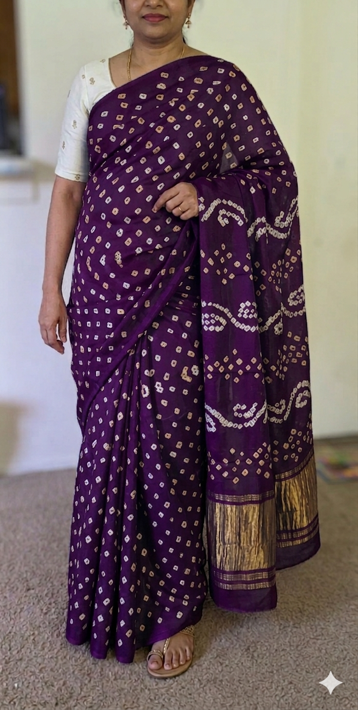 Pure Modal Rai Bandhej Purple