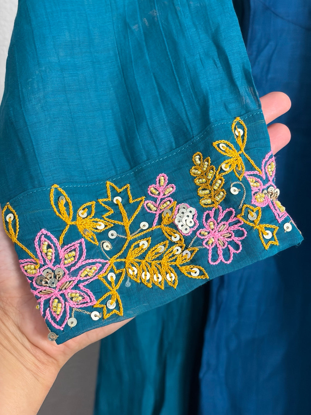 Dual-Tone Mul Chanderi Dress Set