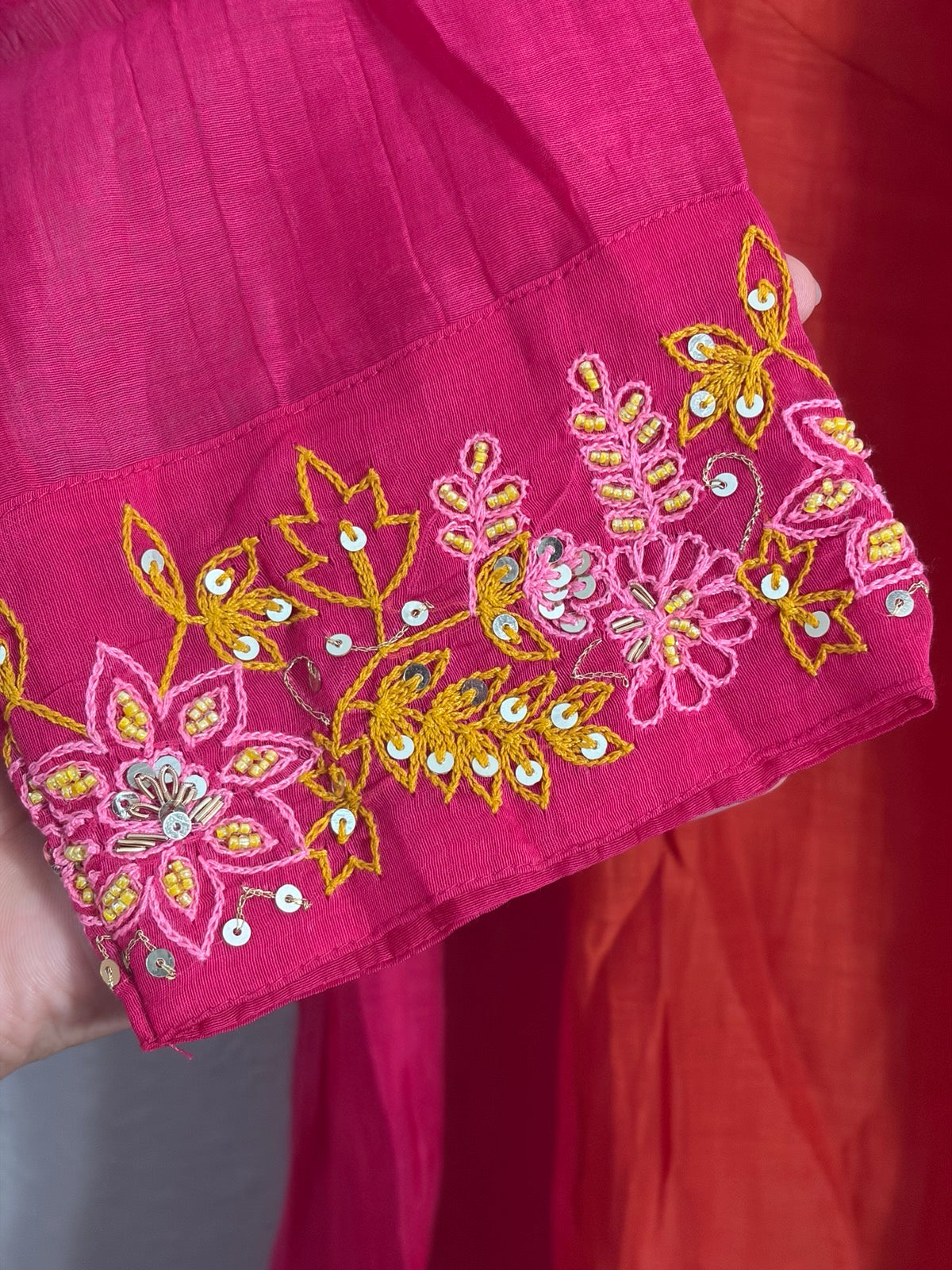 Dual-Tone Mul Chanderi Dress Set