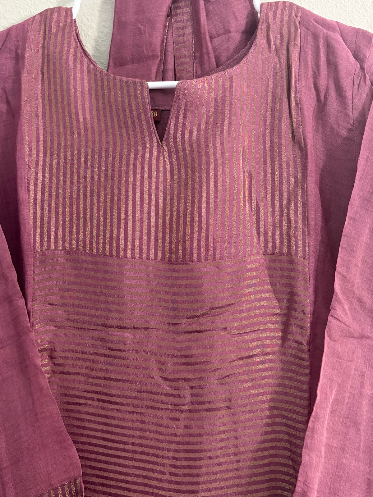 Pure Banarasi Mul Chanderi Dress in Onion Pink