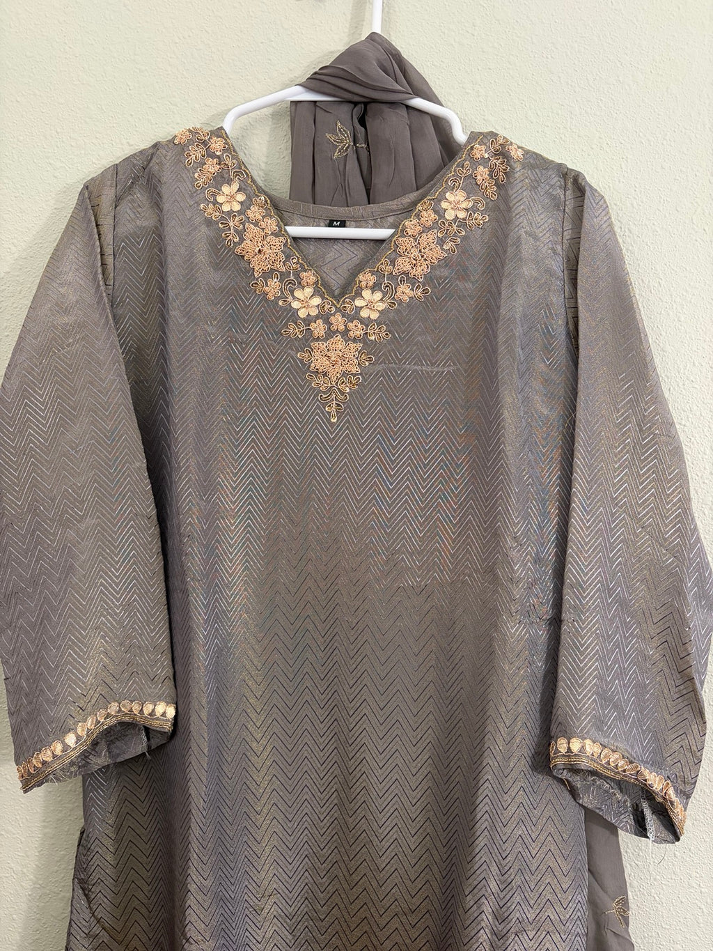 Grey Jacquard Plazzo Set