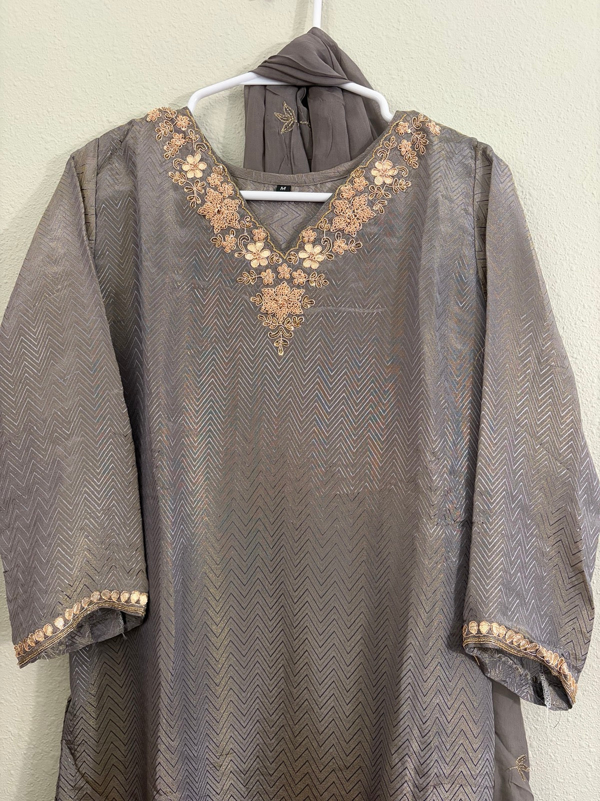Grey Jacquard Plazzo Set