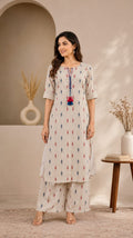 premium handweaved jamdani coordset with back mirror
