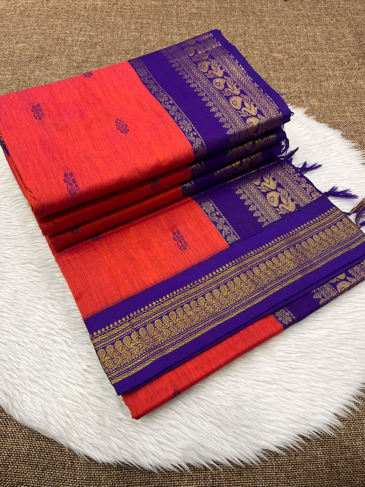 Cotton Gadwal Kalyani saree in pink purple - Maatruu