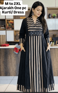 Cotton A line striped kurti in black for office wear - Maatruu