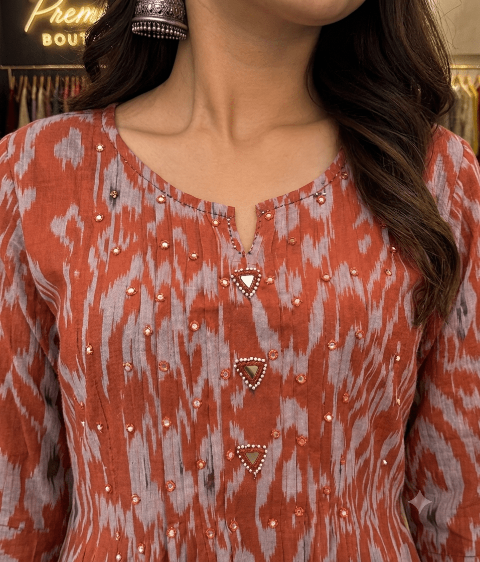 Cotton Ikkat Patola print One piece - Maatruu