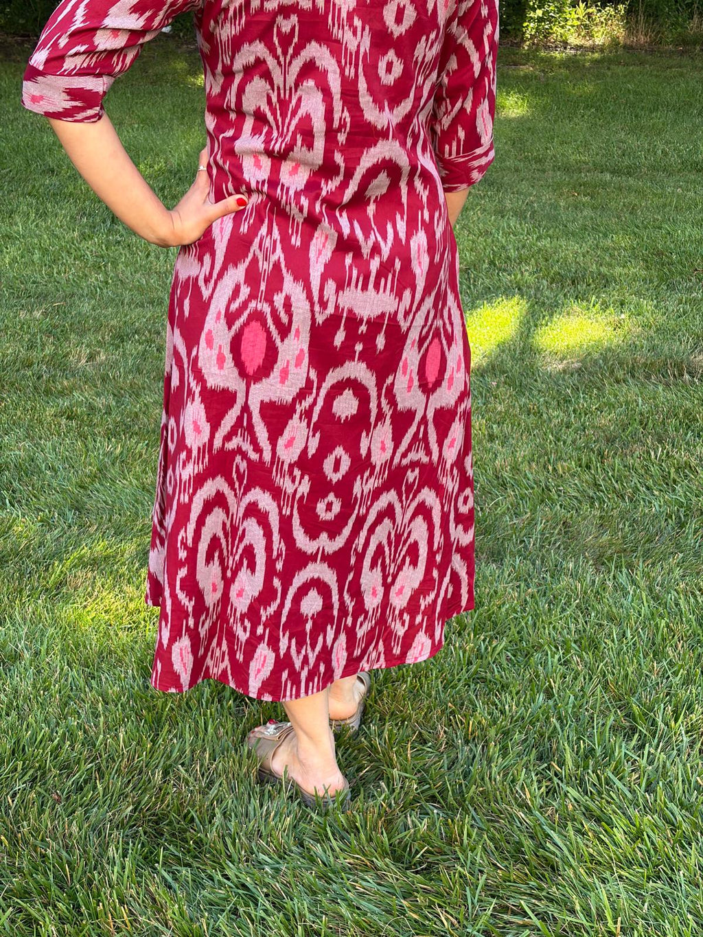 Cotton Ikkat Patola Print One-Piece Dress - Maatruu