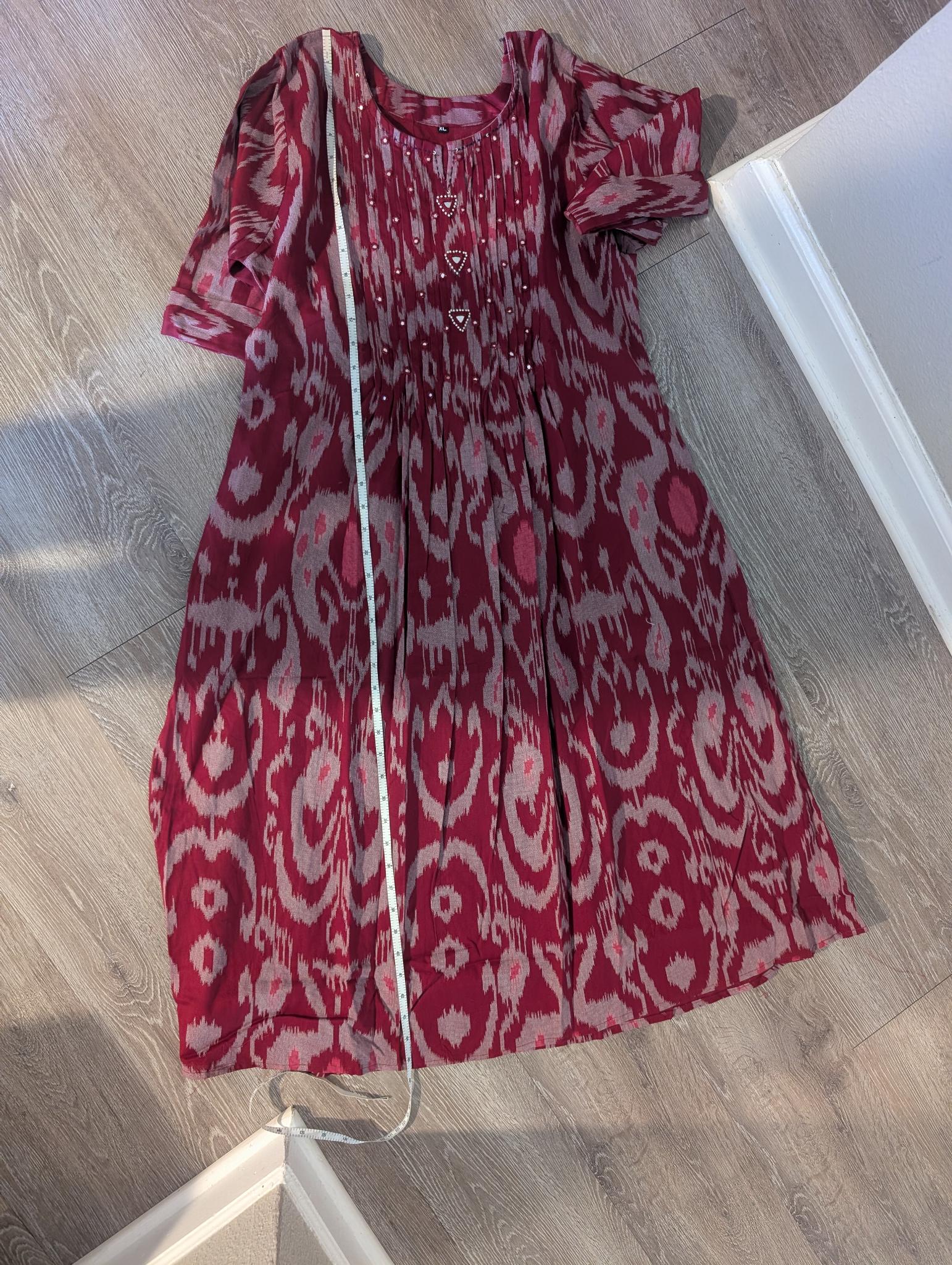Cotton Ikkat Patola Print One-Piece Dress - Maatruu