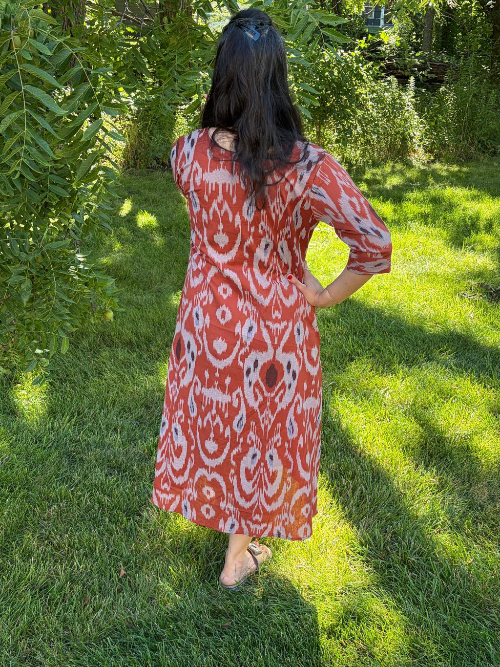 Cotton Ikkat Patola Print One-Piece Dress - Maatruu