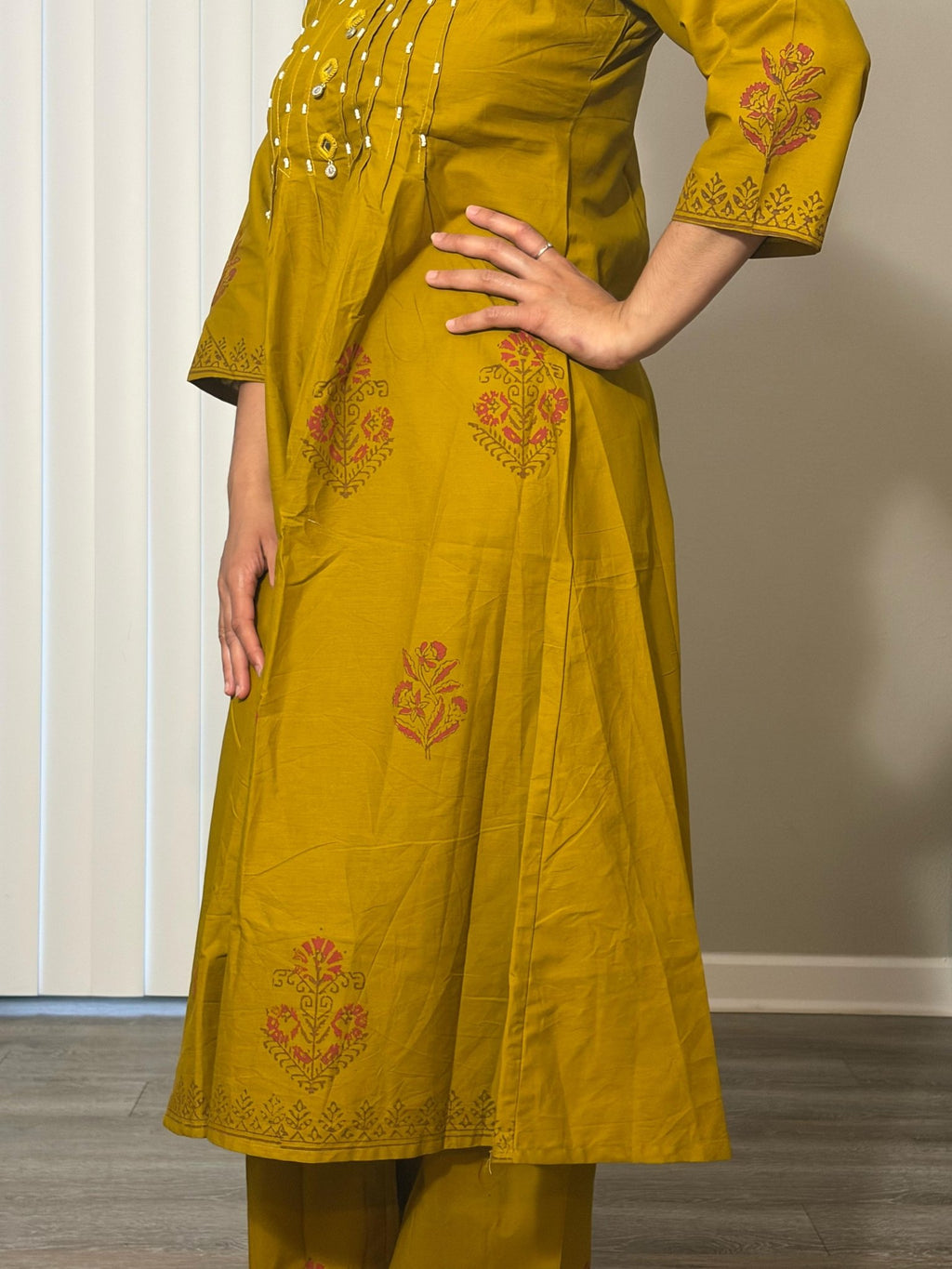 Dabu Cotton 3-Piece Set in Olive Green - Maatruu