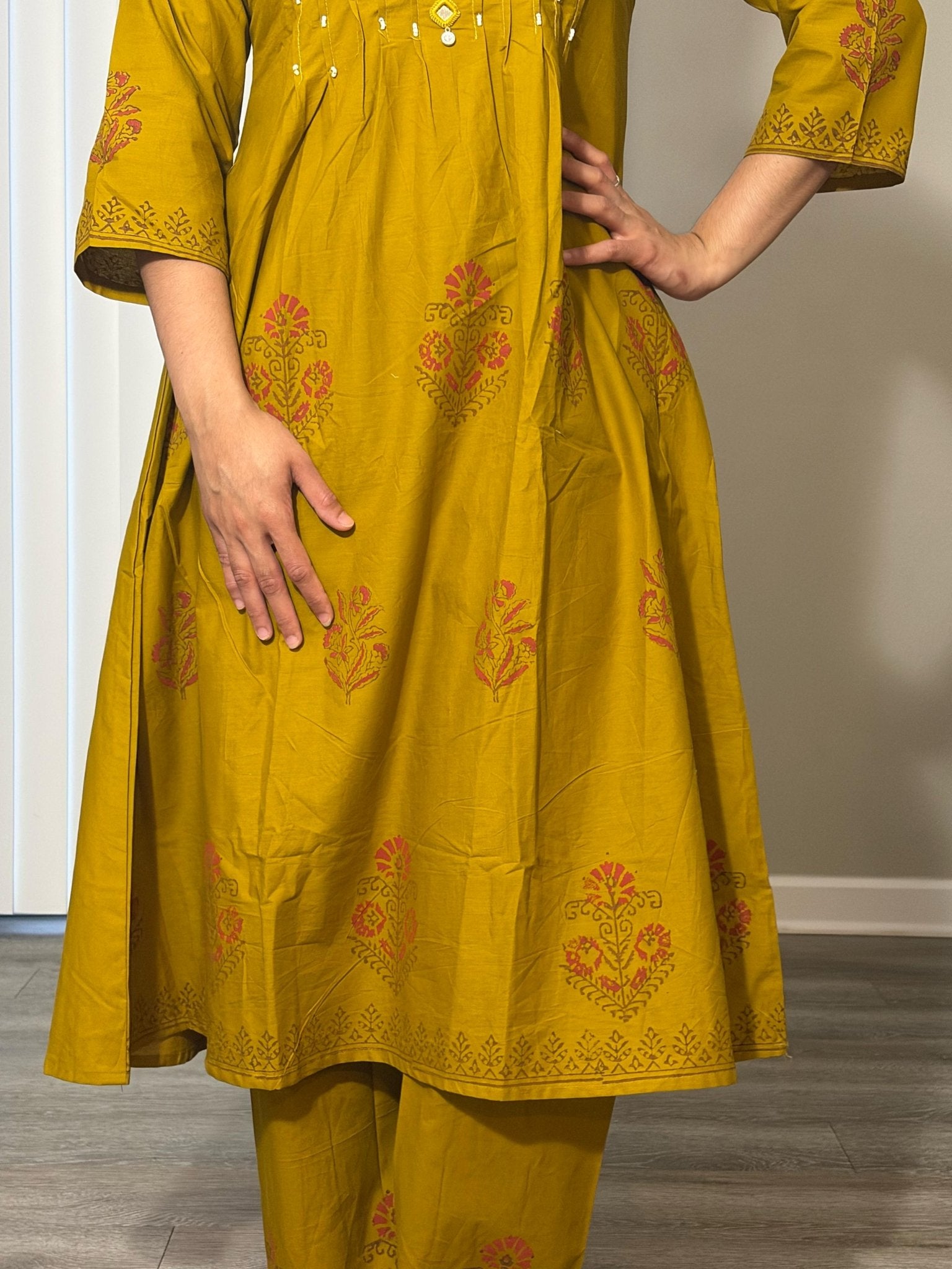 Dabu Cotton 3-Piece Set in Olive Green - Maatruu