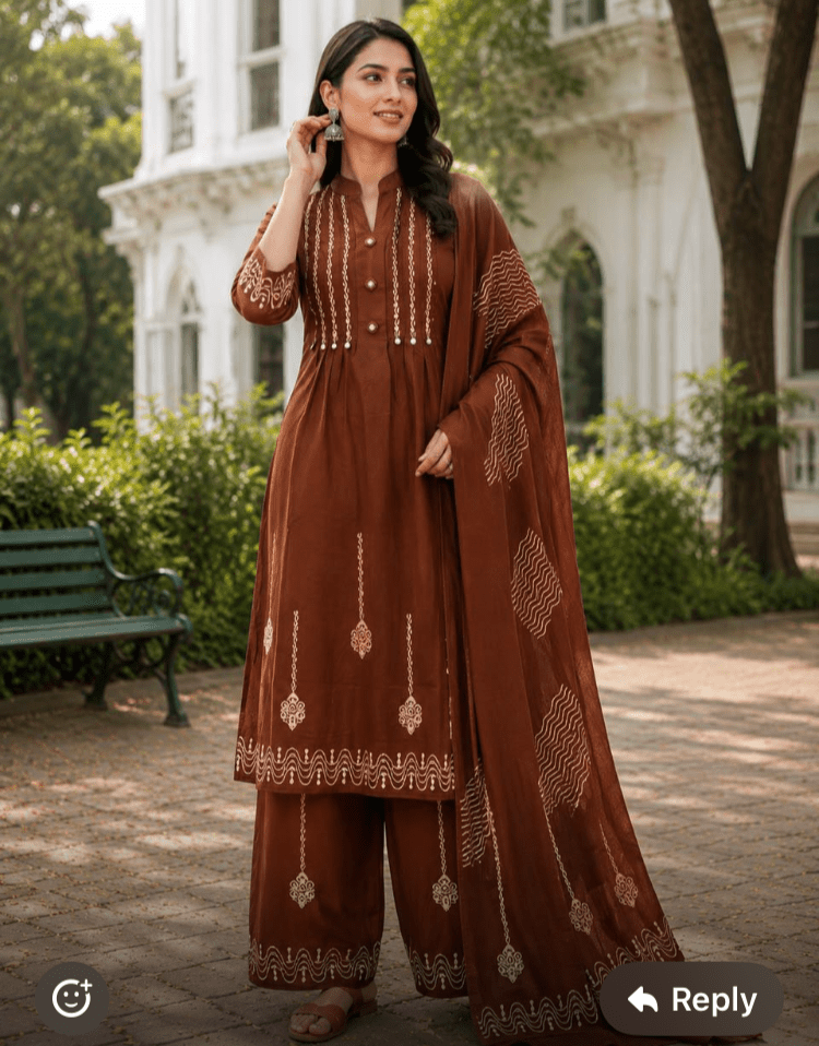 Dabu Cotton coord set in brown - Maatruu