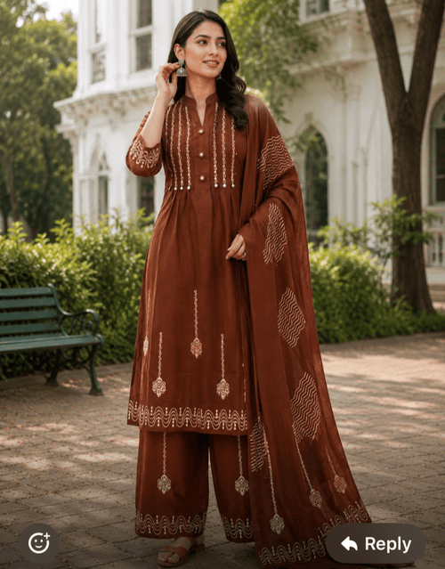 Dabu Cotton coord set in brown - Maatruu