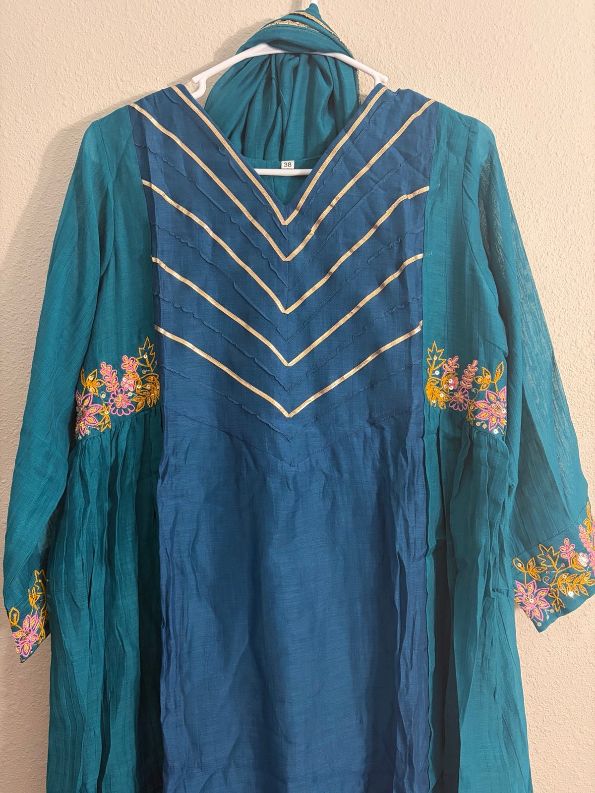 Dual-Tone Mul Chanderi Dress Set - Maatruu