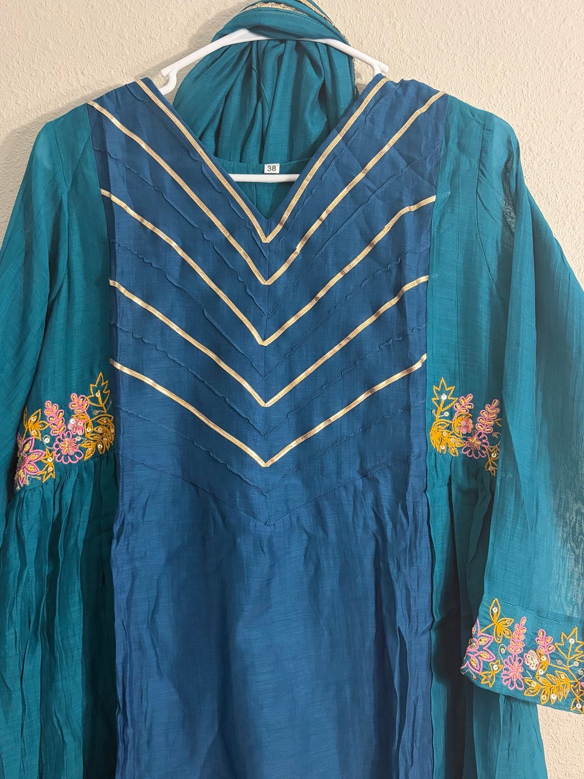 Dual-Tone Mul Chanderi Dress Set - Maatruu