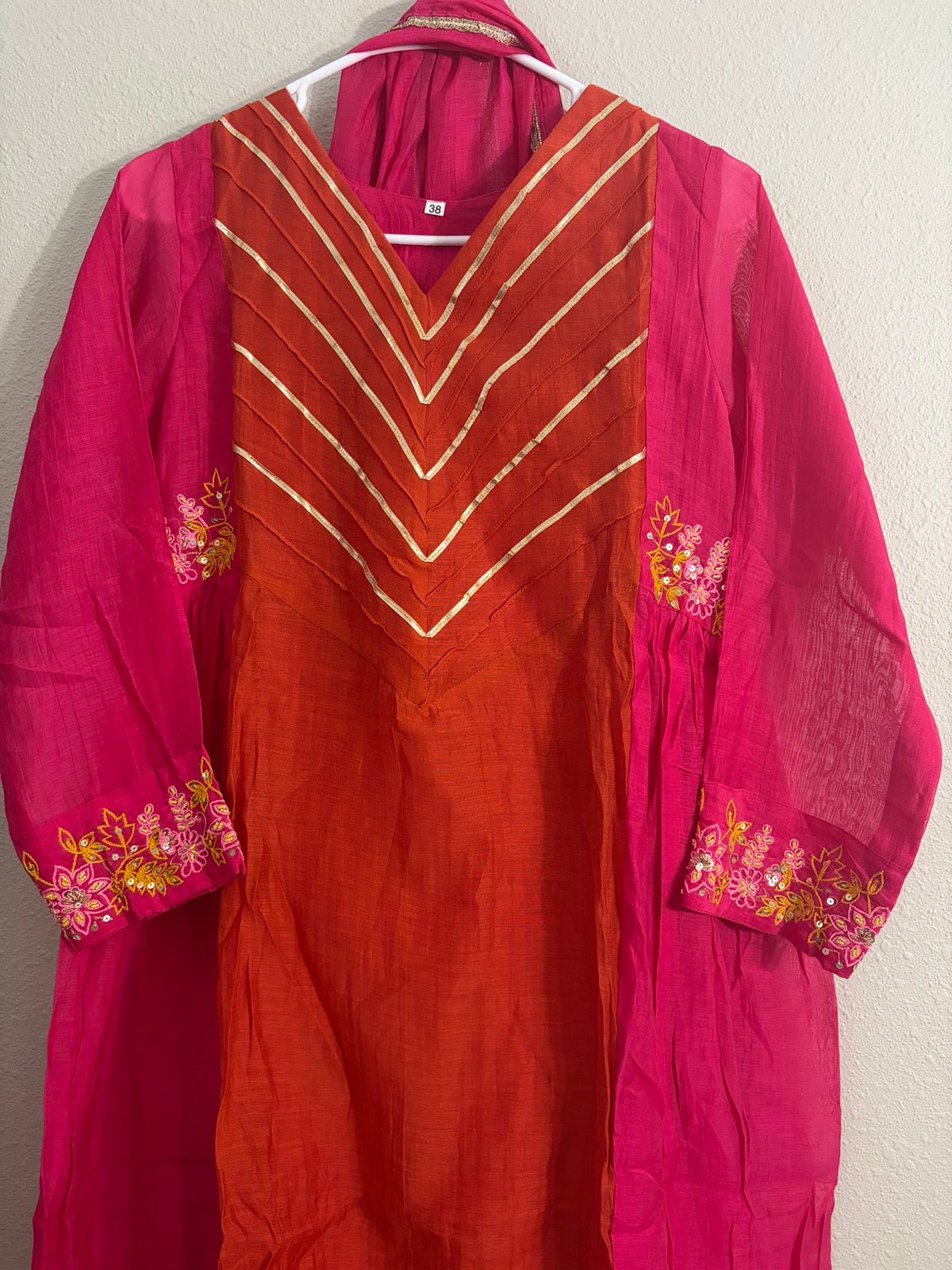Dual-Tone Mul Chanderi Dress Set - Maatruu