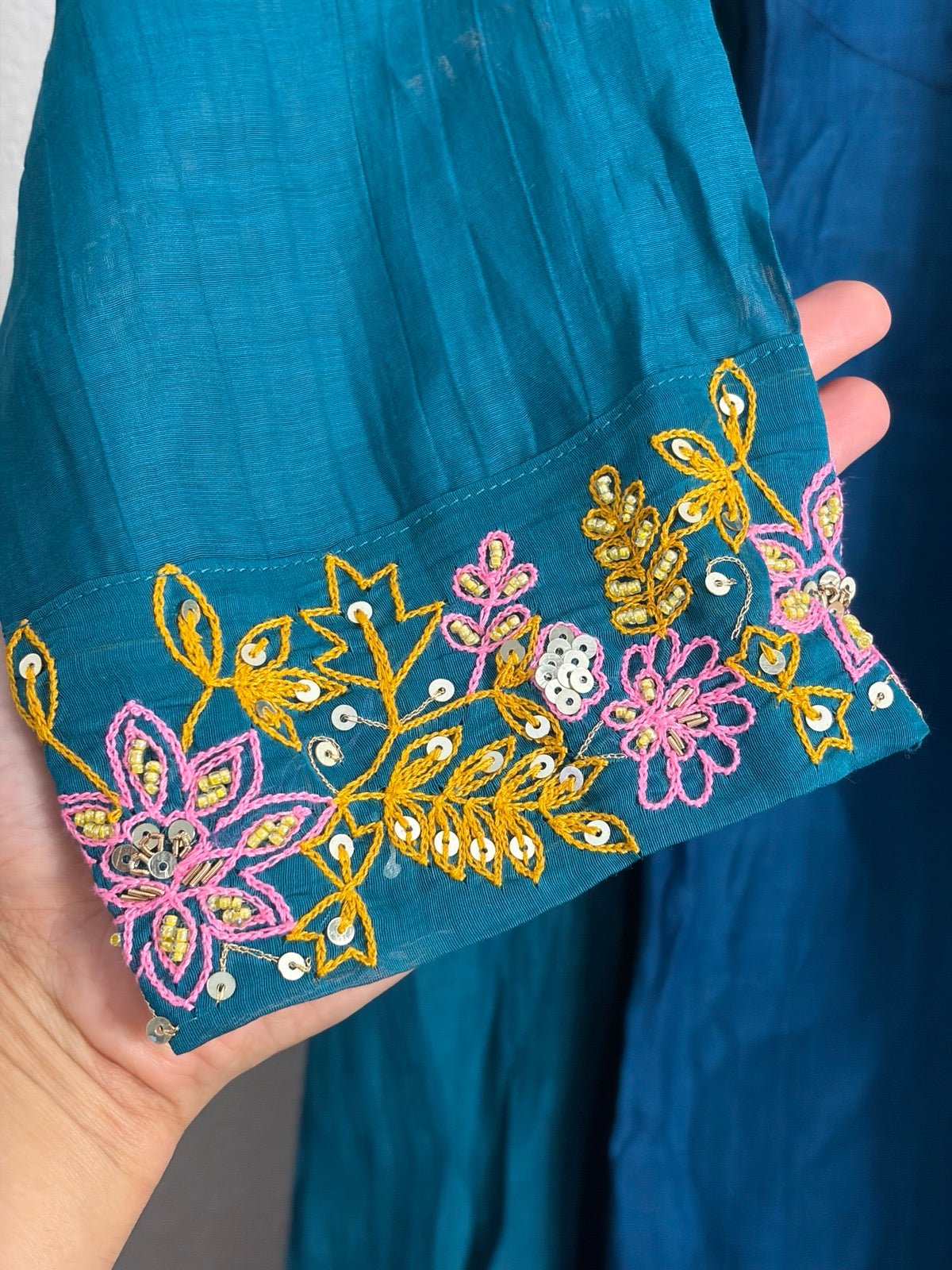 Dual-Tone Mul Chanderi Dress Set - Maatruu