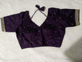 Party wear silk embroidery blouse close up - Maatruu