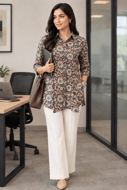 Handblock print kalamkari not openable shirt(coming soon in 15 days) - Maatruu