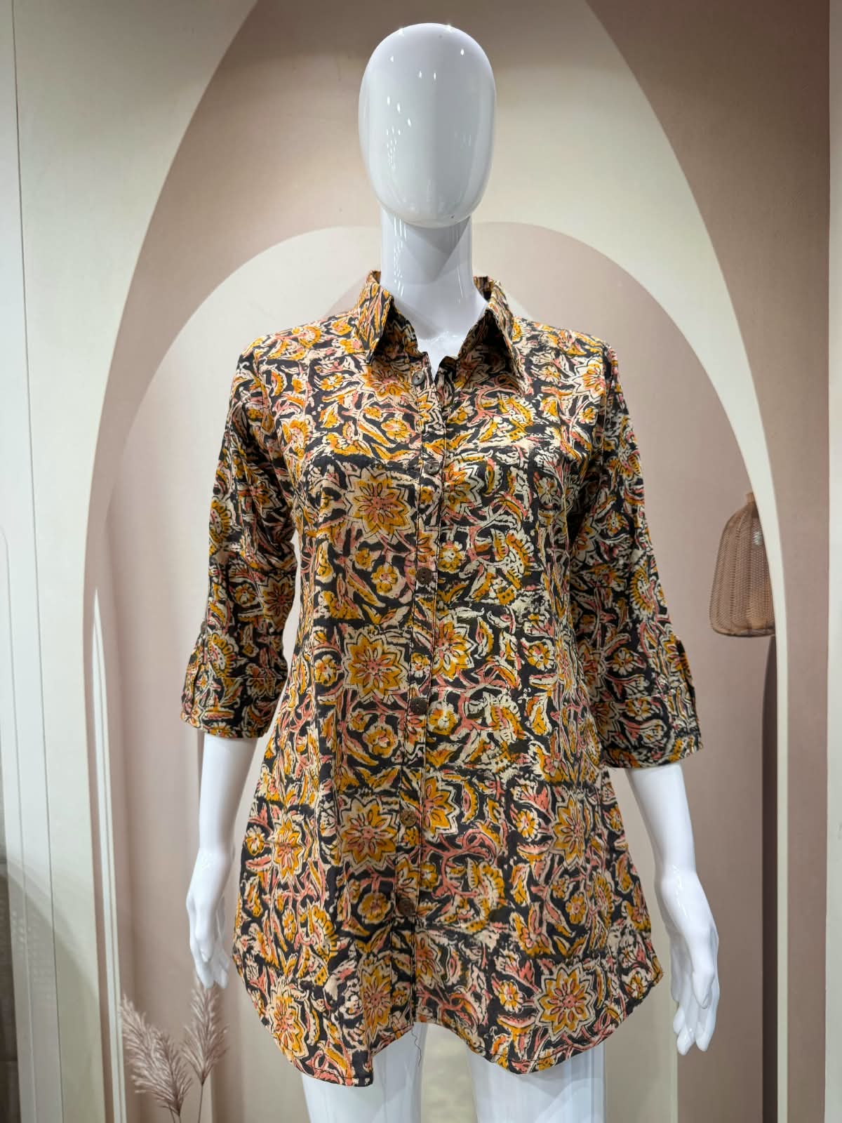 Handblock print kalamkari not openable shirt(coming soon in 15 days) - Maatruu