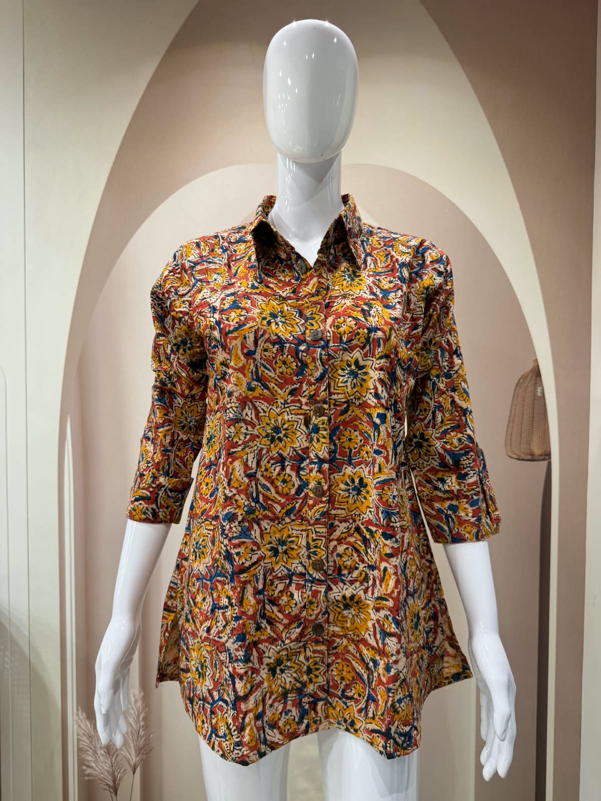 Handblock print kalamkari not openable shirt(coming soon in 15 days) - Maatruu