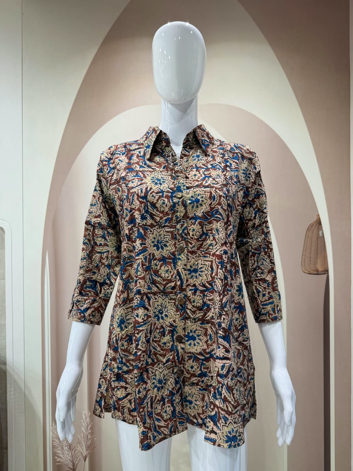 Handblock print kalamkari not openable shirt(coming soon in 15 days) - Maatruu