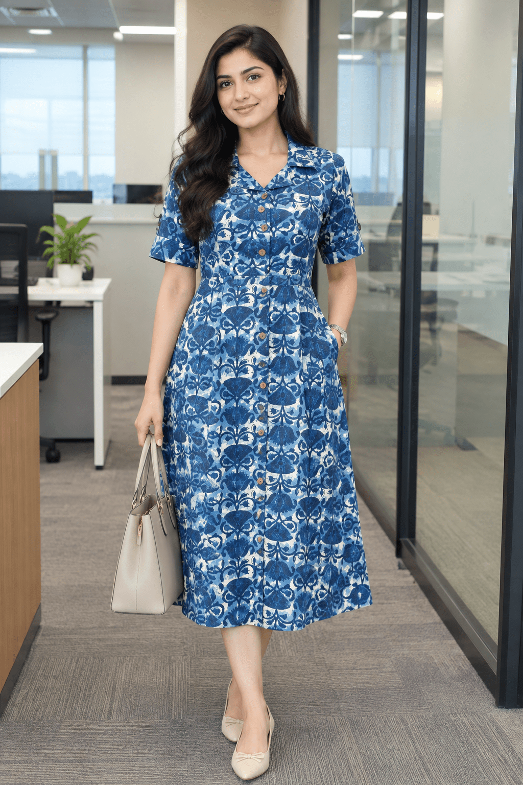 Handblock printed one piece dress - Maatruu