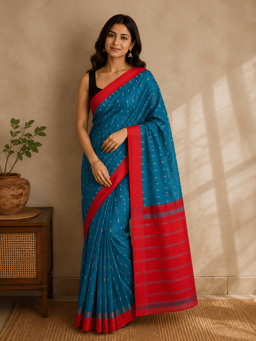 Handloom cotton Pochampalii Ikkat handweaved saree - Maatruu