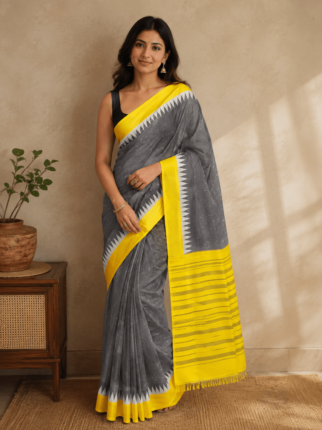 Handloom cotton pochampalli ikkat hand weaved saree - Maatruu