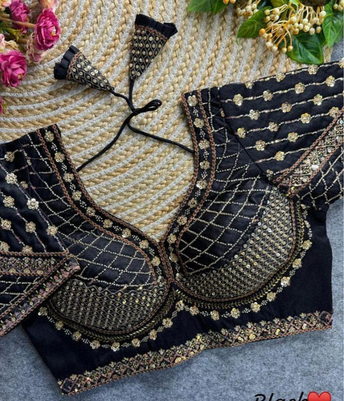 Handwork silk Indian blouse for festive wear - Maatruu