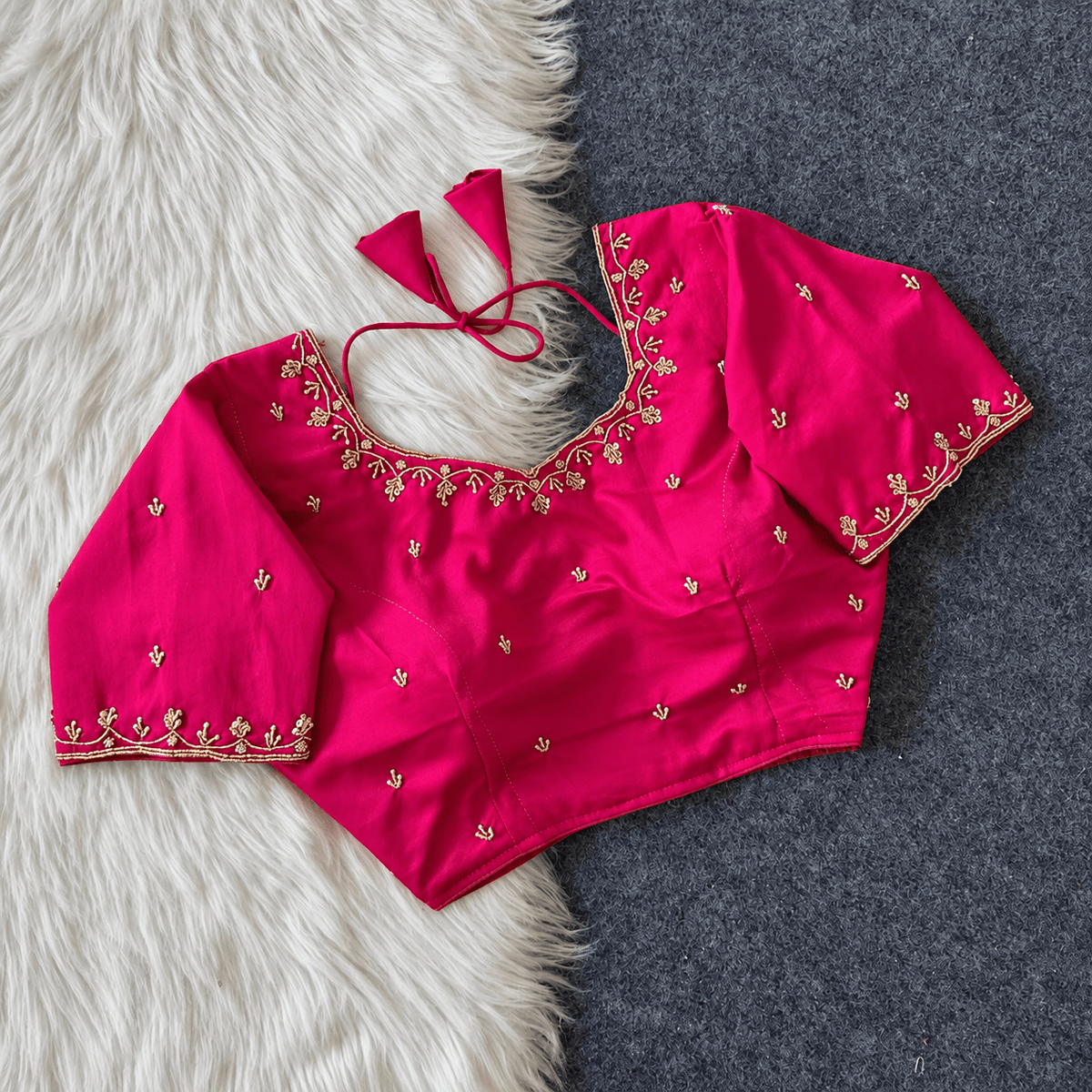 Handworked Silk blouse design 2 - Maatruu