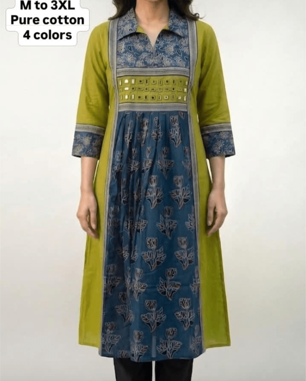 Cotton A line Kalamkari kurti front view - Maatruu