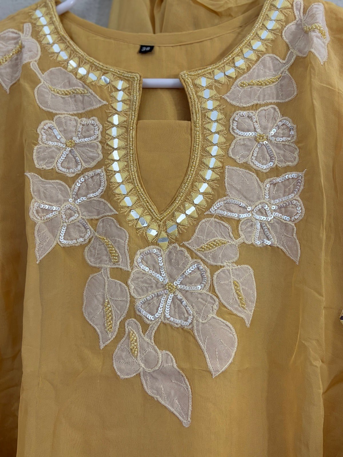 Lemon Yellow Handwork Plazzo Set - Maatruu