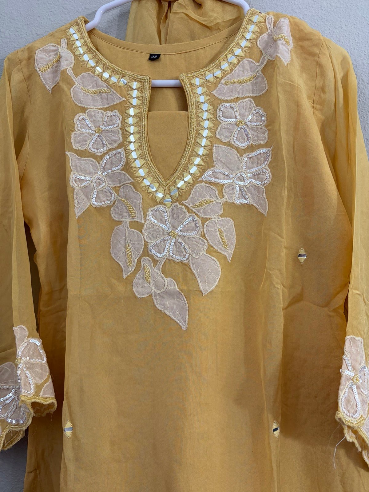 Lemon Yellow Handwork Plazzo Set - Maatruu