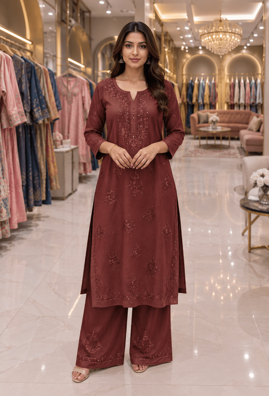 Lucknowi chikankari heavy Mukaishwork Rayon set in 2 stunning designs - Maatruu