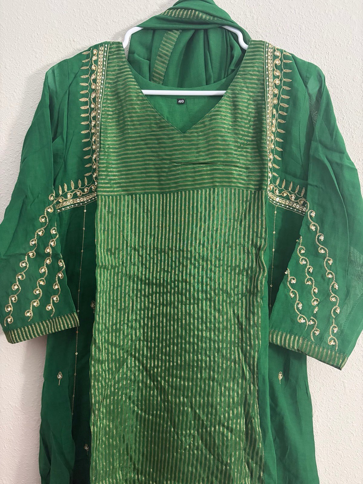 Luxury Mul Chanderi in green - Maatruu