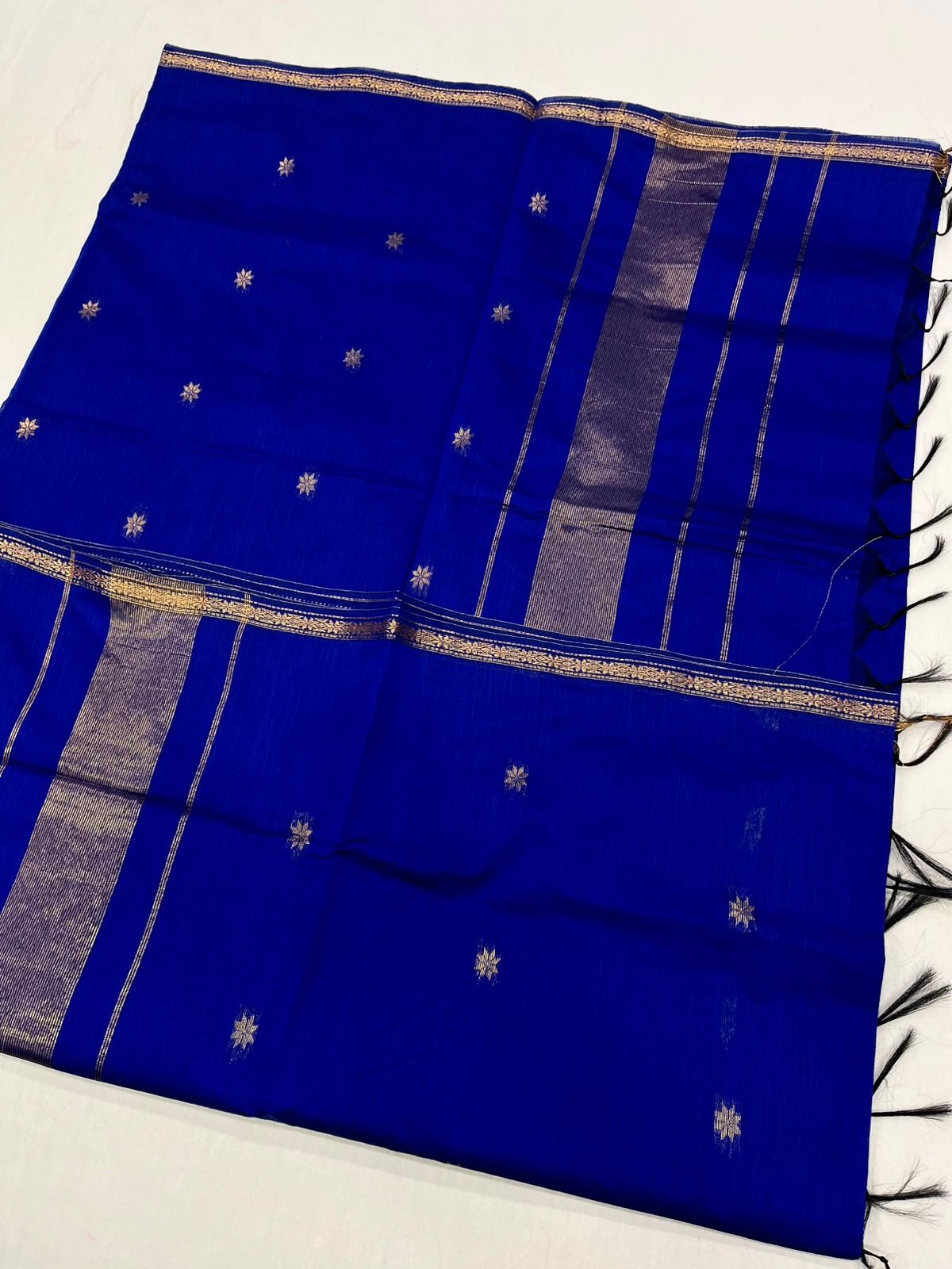 Maheshwari Cotton Saree in Blue - Maatruu
