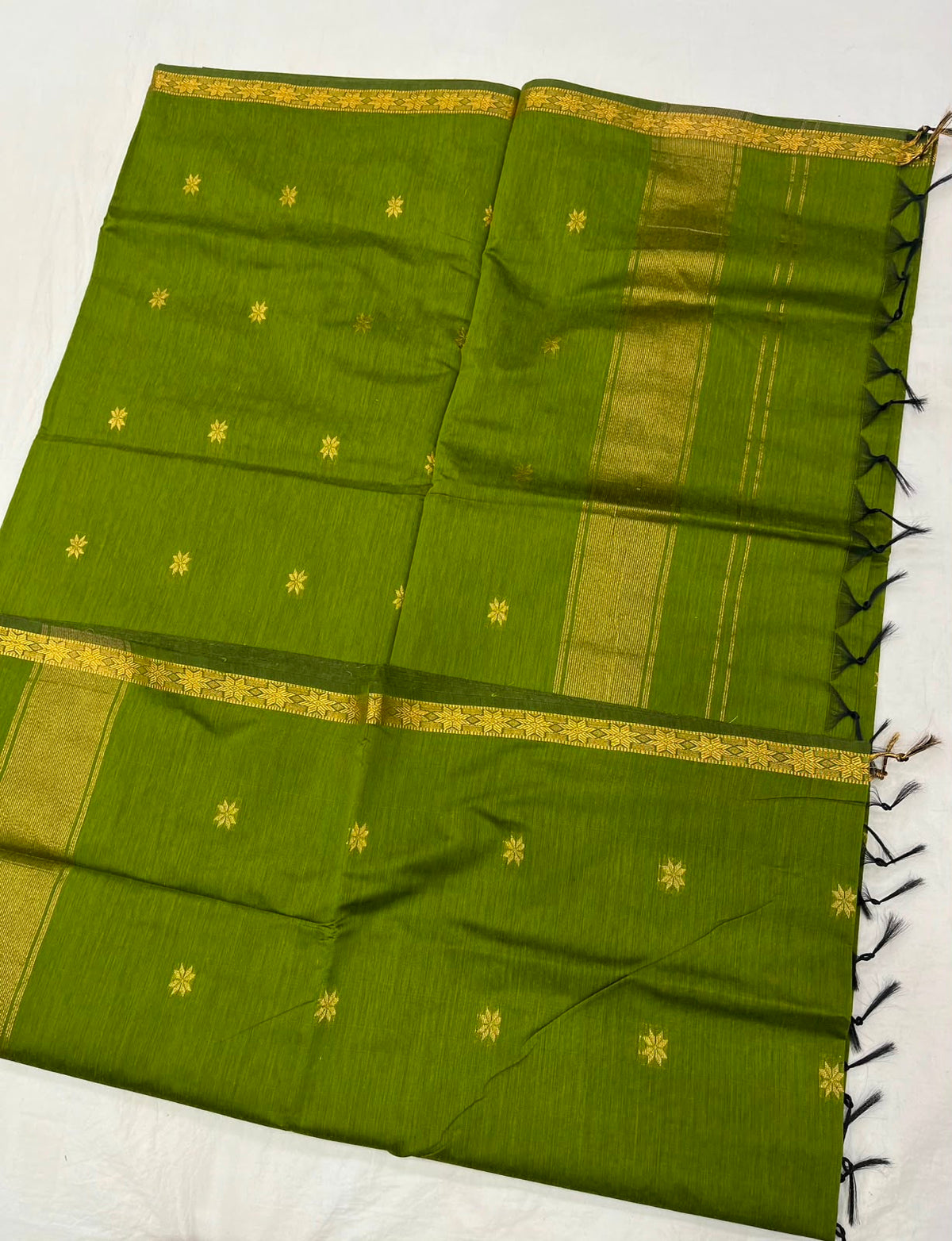 Maheshwari Cotton Saree pista green - Maatruu
