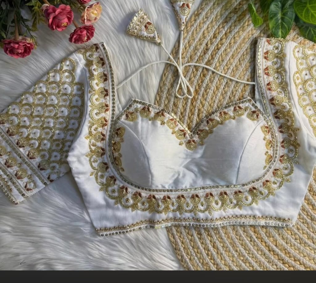 Masaba style designer silk blouse with handwork - Maatruu