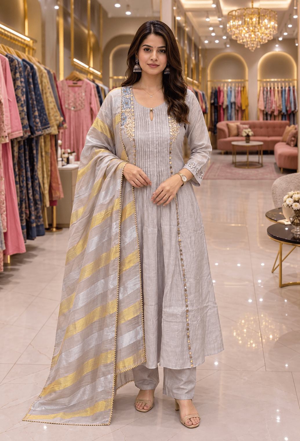 Most Viral premium Mul Chanderi lilac and pista green - Maatruu