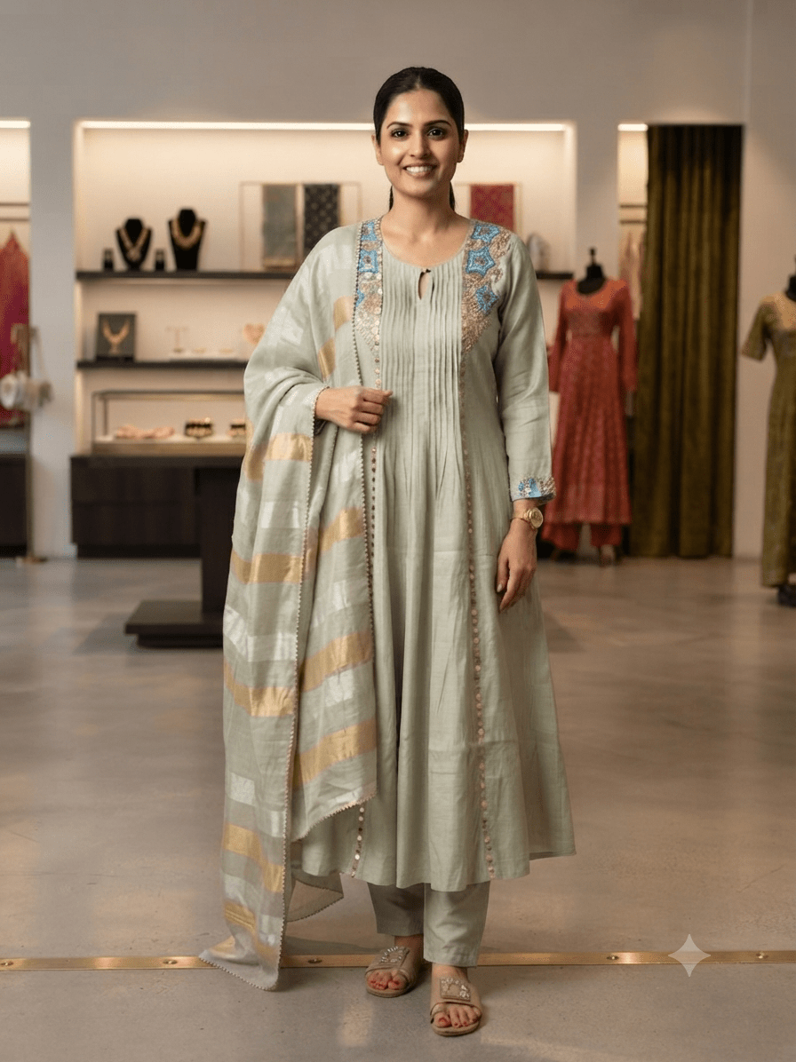Most Viral premium Mul Chanderi lilac and pista green - Maatruu
