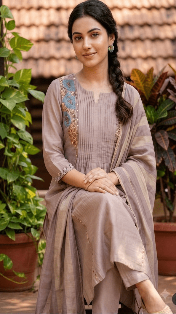 Most Viral premium Mul Chanderi lilac and pista green - Maatruu