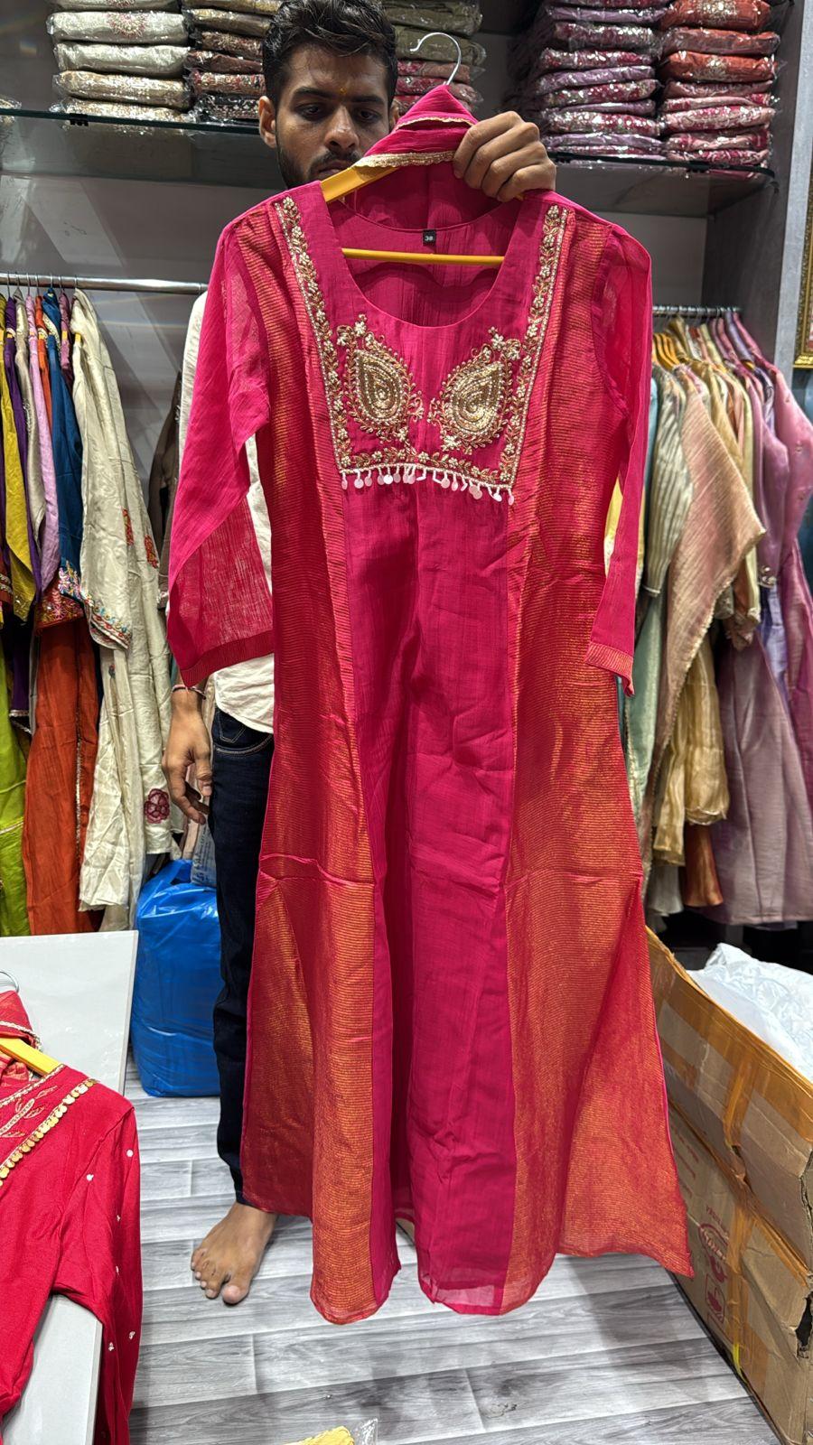 MulChanderi handwork Dress dual tone - Maatruu